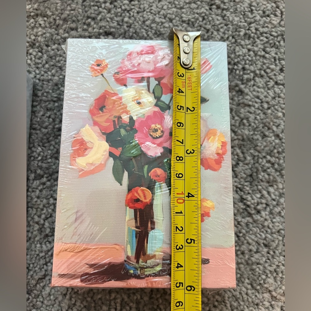 Raz Small Floral Canvas Art Pink & Orange New - Picture 5 of 5